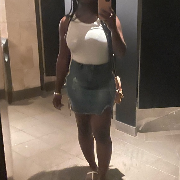 Rainbow Stripe Denim Mini Skirt - Picture 5 of 6